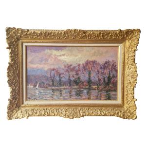 Albert Malet - Stormy Evening On The Seine At Saint-paul Near Duclair