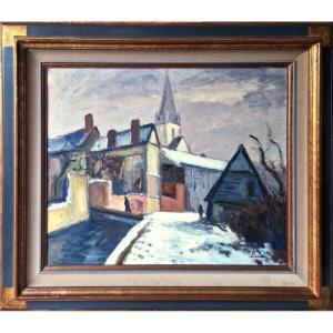 Léonard Bordes - Landscape In A Snow-covered Village