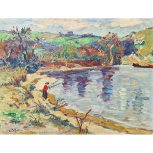 André Raffin - Fisherman In Andelys, Normandy