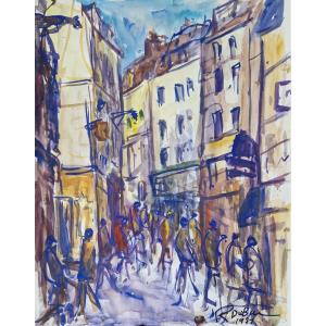 Roland Dubuc - Busy Street In Rouen