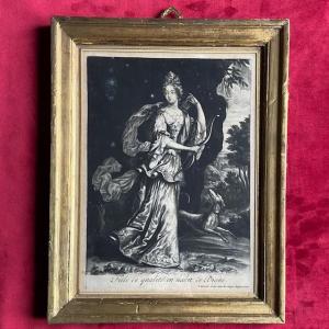 18th-century Mezzotint Engraving After Jacob Gole (1660-1737), Portrait Of A Young Girl, Diana