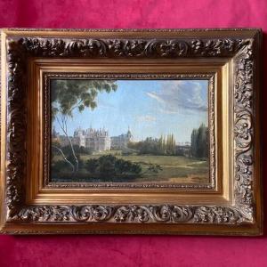 Early 19th Century French School, View Of Chambord Castle, Landscape, Antique Gilt Frame