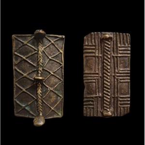 Set Of Two Akan Ghana Gold Powder Weighing Weights 19th Century