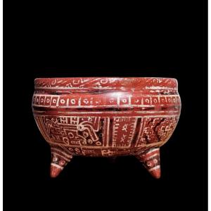 Mixtec Tripod Vase, Mexico, Pre-columbian Period, Circa 900 To 1521 Ad