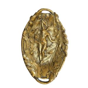 "the Hatching" Art Nouveau Symbolism Pocket Emptier In Gilded Bronze, France Circa 1890