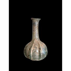 Ribbed Perfume Bottle, Blown Glass, Roman Art, Late 1st Century Bc To 2nd Century Ad