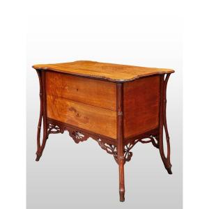 émile Gallé, Chest Of Drawers "la Berce Des Prés," Unique Art Nouveau Furniture