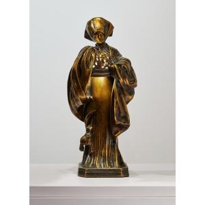 Léo Laporte Blairsy & Susse Freres, Lamp / Nightlight "reliquary", Art Nouveau Bronze