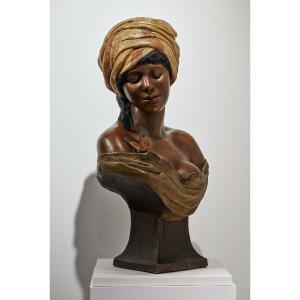 Goldscheider, Woman With Butterfly, Orientalist Africanist Terracotta