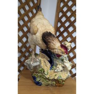 Louis Robert Carrier Belleuse, Barbotine Hen And Her Chicks, Ceramic