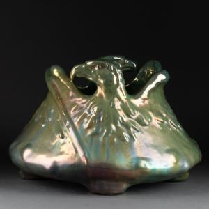 Delphin Massier, Vase With Eagles, Vallauris Ceramics