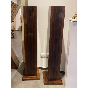 Pair Of Art Deco Columns / Sheaths / Pedestals In Macassar Ebony Veneer