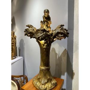 Raoul Larche, Lamp Les Blés Art Nouveau Gold Plated Bronze