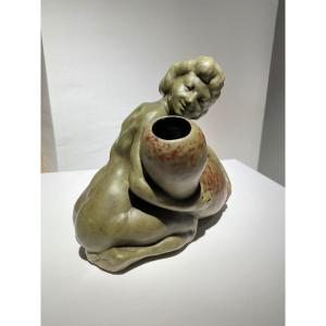 Rupert Carabin, Femme à La Coloquinte, Art Nouveau Ceramic