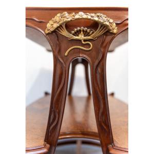 Louis Majorelle, Butomées Tea Table, Mahogany And Gilt Bronze, Circa 1900, Art Nouveau Furnitur