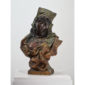Goldscheider, Bust Of Young African In Terracotta - Circa 1895 - Orientalist Terracotta Sculpture