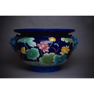 Majolica - Eugène Collinot, Pot Signed. Circa 1875 Japonizing - Art Nouveau.