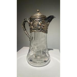 Victor Saglier Frères, Silver Mounted Jug - Art Nouveau, Early 20th Century
