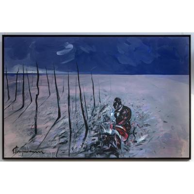 Tahar M'guedmini, Camargue. Oil On Canvas 159x 249 Cm. 2000s