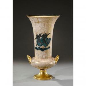 Jean Mayodon - Manufacture De Sèvres, Vase. Stanniferous Slip Ceramic. Art Deco 50s