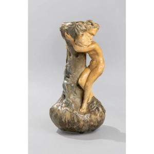 Ernest Bussière, Vase With Long Neck - Mougin Edition, Bussiere