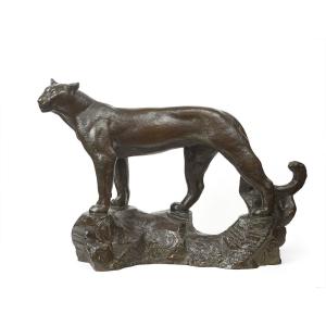 Charles Delhommeau (1883-1970) - "panther On A Rock"
