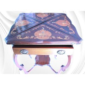 Edwardian Marquetry Handkerchief Games Table 