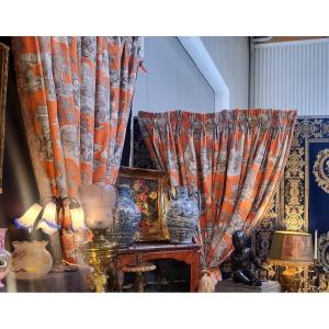 Pair Of Luxurious Curtains By Manuel Canovas La Musardiere, 3 Layers, 20th Century