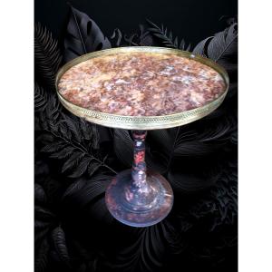 French Bistro Side Table In Cast Iron And Marble - 1900