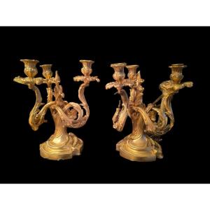 Pair Of Gilt Bronze Candelabra, Louis XV-xix