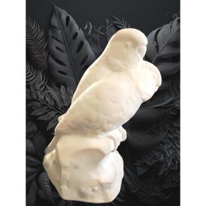 Edouard-marcel Sandoz "the Parakeets" Sèvres Biscuit Porcelain, Signed 