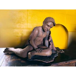 19th-century Solid Terracotta Sculpture