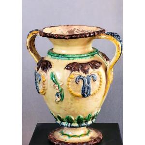 Pair Of Italian Vases In Glazed Terracotta 18th Century
