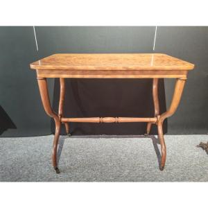 Neoclassical Side Table In Elm Burl, 19th Century