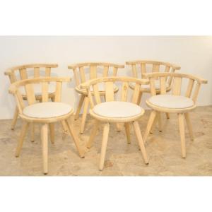 Set Of 6 Solid Oak Chairs