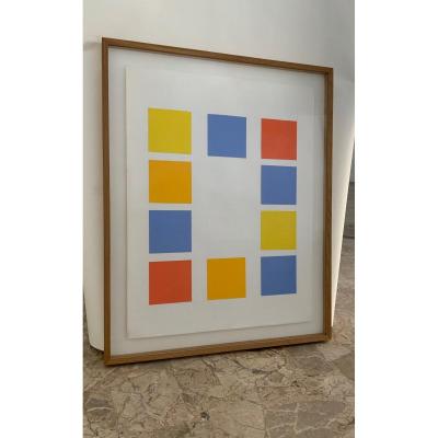 Gouache And Collage By Albert Chubac - 1980s