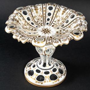 Bohemian White And Gold Overlay Cup XIX