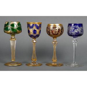 4 19th Century Collection Wine Glasses 