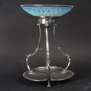 Large Art Nouveau Cup "silver And Opalescent Crystal" 1900/1920