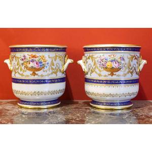 Le Tallec "pair Of Large Cachepots" Baron Jourdan Blue