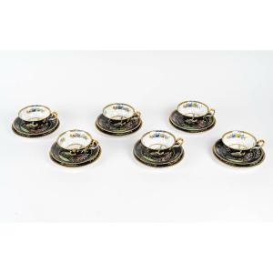 Six Teacups + Six Cake Plates "spode Copeland" 19th Century
