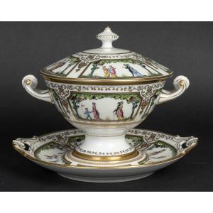 Porcelain Candy Dish "promenade At The Palais Royal Raynaud"