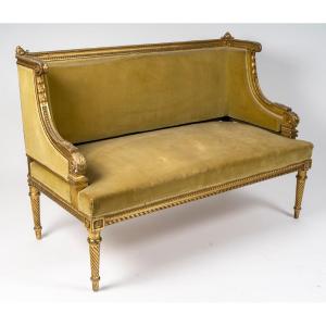 Small Sofa In Carved And Gilded Wood Louis XVI Style