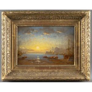 Sunset In Venice (santa Maria De La Salute ) 19th Century French School