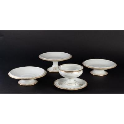 4 Manufacture De Sèvres White And Gold Cups Signed (1891-1901)