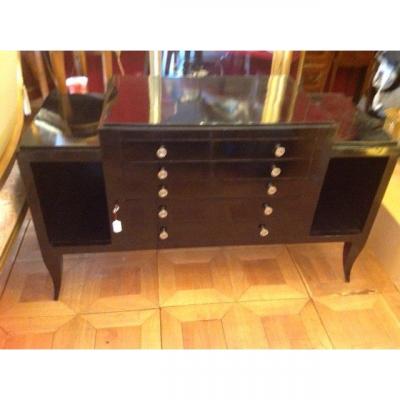 Low Cabinet Art Deco Black Lacquer 1930