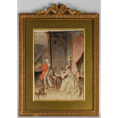 Interior Scene "le Thé" Bernard Louis Borione (1906)