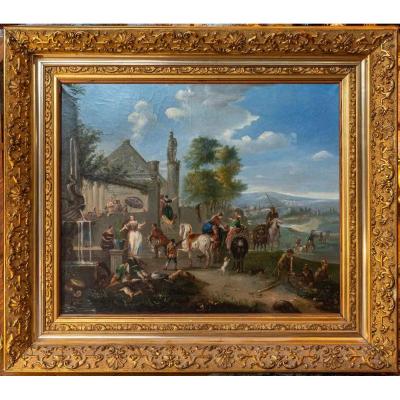 The Festival In The Village Flemish Table XIXth Century