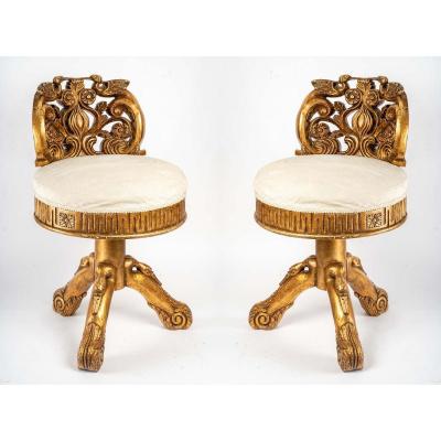 Two Golden Musician Chairs