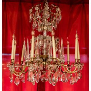 Large Chandelier With Ten Sconces Bagues (attributed To)